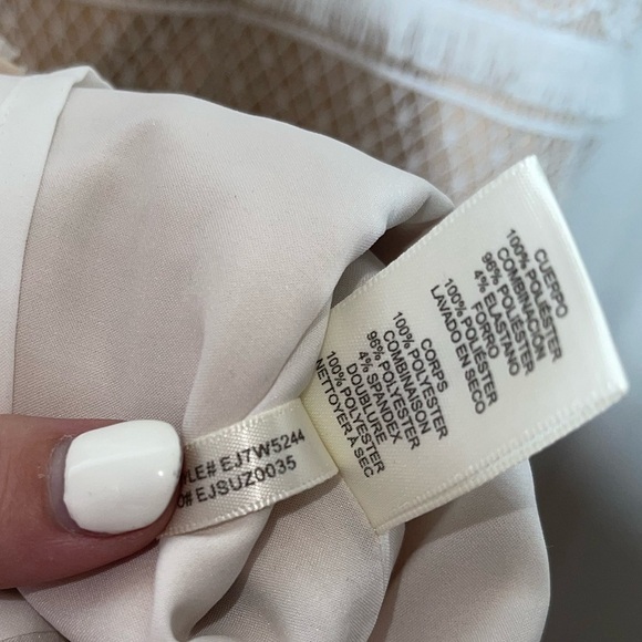 ELIZA J White Nude Lace Fringe Cap Sleeve Mini Shift Dress Size 16W - Picture 8 of 8